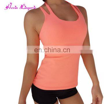 Oem Factory Wholesale Fashion Women Sports Yoga Orange Tank Top Gym