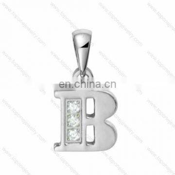 Wholesale fashion stainless steel letter B jewelry pendant with crystal