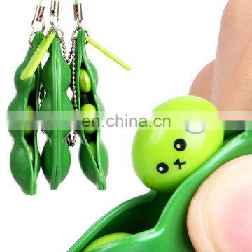 Fidget Toys Squeeze-a-Bean Edamame Keychain Keyring Extrusion Bean Pea Soybean Stress Relieving Chain Phone Pendants Fidget Bean photo-2