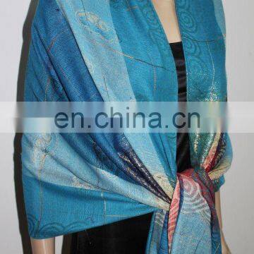 JDP-023_10# jacquard scarf lucky cloud with golden thread pattern