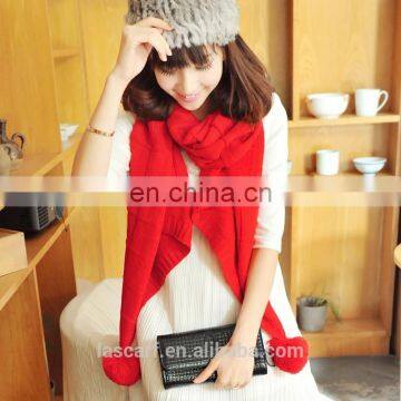 100% Acrylic Women Scarf Printed Big Long Shawl Ball of Yarn Red photo-4