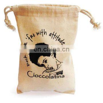 Cotton Muslin Bag with Drawstring and Logo Printing