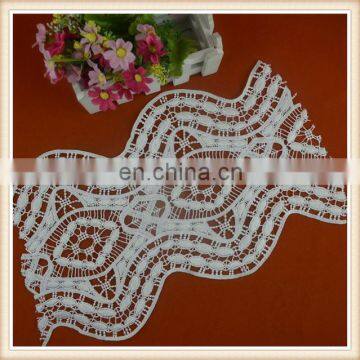 Latest wholesale double scalloped white chemical lace trim for garment