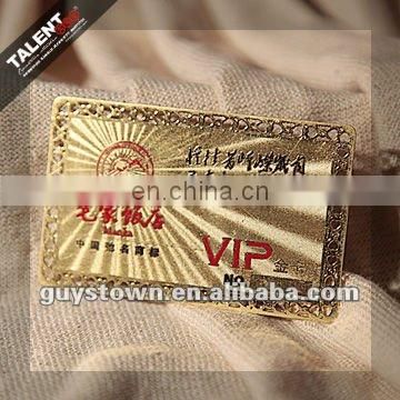 custom Luxury business VIP metal golden card for Restaurant promotion