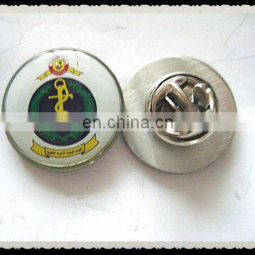 custom self-adhesive logo printed round shape iron metal name badge,metal button badge with butterfly clasp