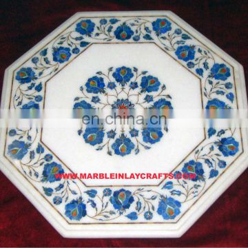 White Marble Stone Inlay Coffee Table Top