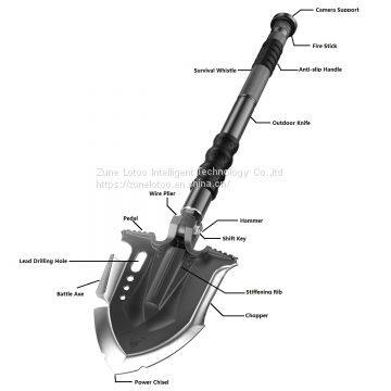 Zune Lotoo Annihilate Outdoor Survival Tactical Folding Camping Shovel, Military Equipment, Emergency Multitool, with Battle Axe
