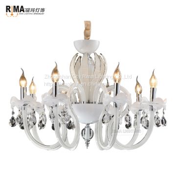 Modern Home Decorative Lighting White Murano Glass Crystal Chandelier RM8811-8