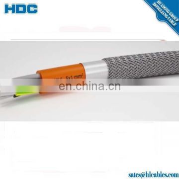 Steel braided SiHF/GLS Flexible cable 5x1mm2 class 5 tinned copper conductor Silicone rubber glass fiber grid cable price