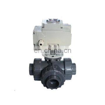 ISO CE ROHS UPVC 3 way electric motor ball valve 220v 240V 2 inches PVC