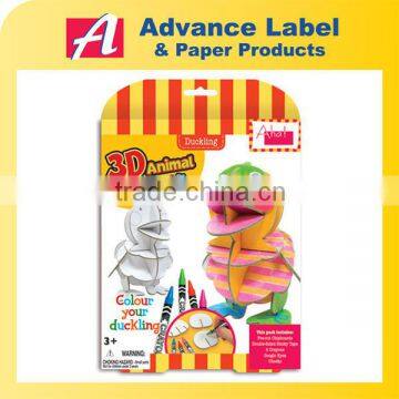 DIY Kids toy Educational toy 3D Paper Animal Duckling Duck Activity Kit 3d Puzzle