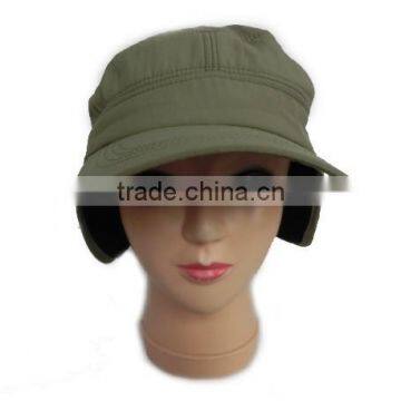 2016 winter new design cold proof army green cotton hat with earflaps