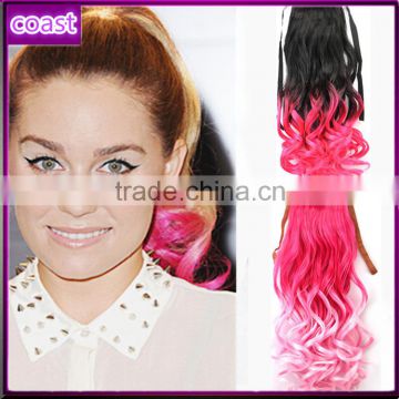 two tone synthetic curly hair band ponytail