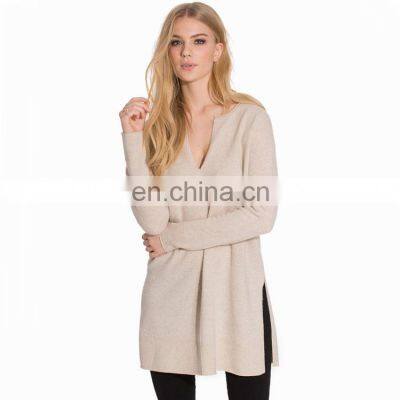 Opening Long Cashmere V Neck Knitwear Womens Sweater