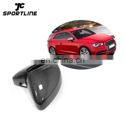 A3 with Side Assist Holes Replacement Carbon Fiber Fabric Mirror Covers for AUDI A3 S3 RS3 8V 12-15