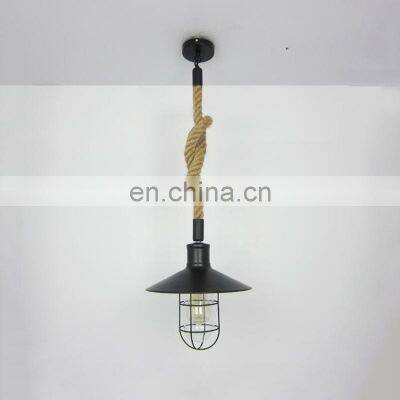 Vintage Hemp Rope Cable Pendant Light Edison Hanging Lamp