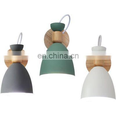 Nordic modern minimalist macaron logs and iron led wall lamps for decoration