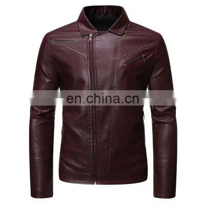Fashion Leather Jacket Autumn Zipper Casual PU Soft Solid Motorcycle Leather Fashion Streetwear Slim Fit Jacket