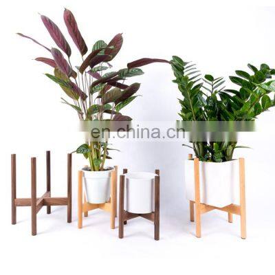 mid century modern fixed wooden floor flower plants pot stand 20.3x28cm