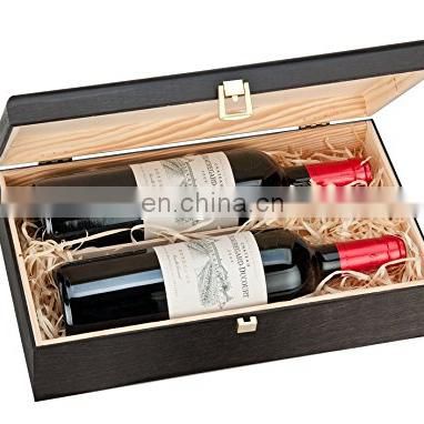 Double Bottle Wooden Luxury Gift Box for Wine Champagne or Whisky ( Black )