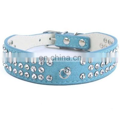 Wholesale PU Leather Luxury Bling Dog Collar with Custom Logo