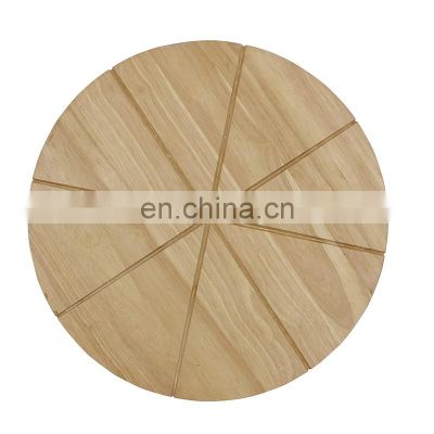 Pizza Cutting Board - Round 13.5inch Wooden Chopping Board With 8 Grooves Pizza Reversible Serving Cutting Board