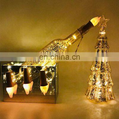 Hot sale wine bottle cork bottle lights  battery operated LED copper cork shaped lights for bedroom living room party decoration