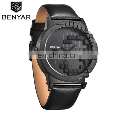 BENYAR 5117M 3D Juggle Dial Leather Watch For Teens Calendar Analog Online Shopping Unisex Watch