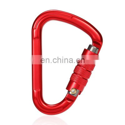 JRSGS 25KN Heavy Duty D Type Customization Color Aviation Aluminum 7075 Carabiner Climbing Carabiner Snap Hook Clip S7107TN