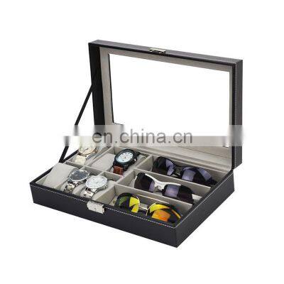 Multi-grids PU Leather Watch Storage Box Glasses Organizer Jewelry Bracelet Case Display Holder