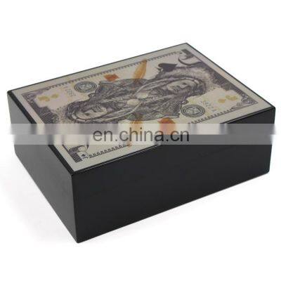 Custom high gloss finished wholesale modern okoume solid  fancy humidor cigar wooden luxury cigar humidor