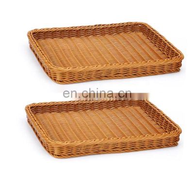 elegant appearance  Bread Fruit Woven Willow Wicker rectangle picnic   basket Storage Basket