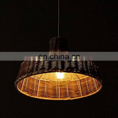 Brown Rattan Pendant Light Handmade Lampshade Natural Hanging Light
