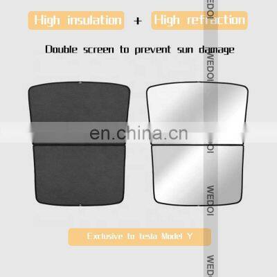 2022 New Car Sunshade for Model Y Top Glass Roof Sunshade of Tesla Accessories Customized Sunroof Blind Model Y 4pcs Set photo-2