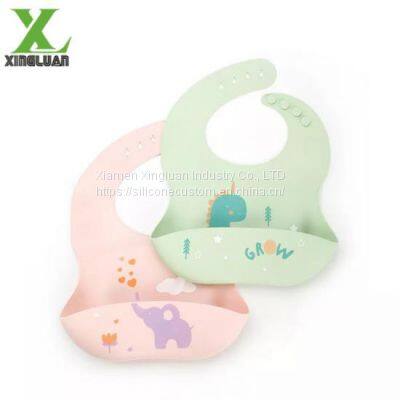 Wholesale Bpa Free Silicone Adjustable Waterproof Food Catcher Baby Silicone Feeding Bibs photo-2