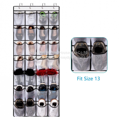 28 Pocket Over the Door Shoe Organzier Hanging Shoe Rack for Door Large Capacity Shoe Organizer Holder With 4 Metal Hooks photo-3