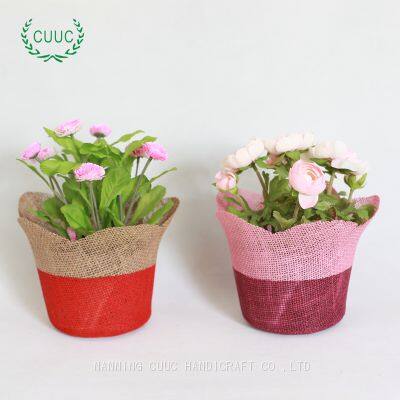 Burlap Fabric Plant Pot for Planter Jute Flower Pot Cover