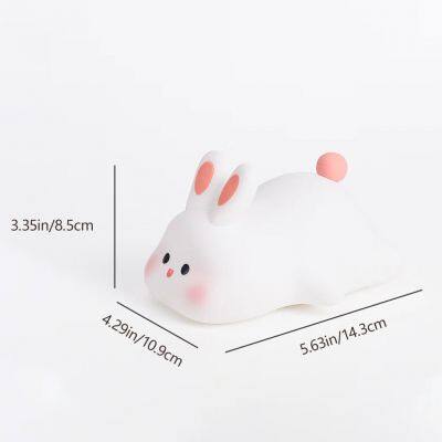 High Quality USB Rechargeable Baby Table Light Custom Silicone Cute Bunny Lamp Kids Night Light Wholesale Rabbit Silicon Lamp photo-6