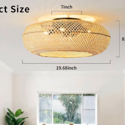 20 inch Bohemian rattan cage ceiling fan with embedded enclosed silent frequency conversion remote control and 6-speed timing（Wechat:13510231336）