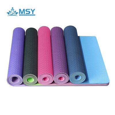 Gym Exercise Custom TPE Double Color Non-Slip Yoga Mat