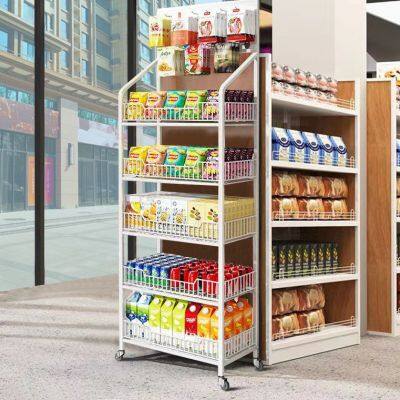 Floor-standing multi-storey snack and beverage supermarket convenience store home mobile storage rack