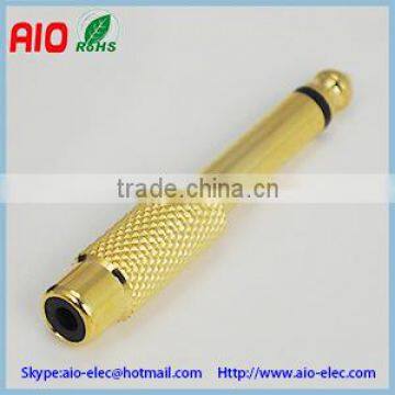 gold plated full metal jacket 6.35mm mono plug to RCA female jack,1/4 male plug to RCA socket