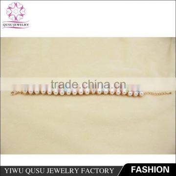 2015 Yiwu new products rose gold plated bracelet with imitation beads and colours rhinestones