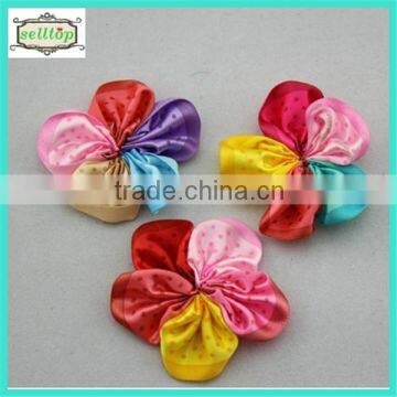 Cheaper hot sale 5cm handmade ribbon fabric flower