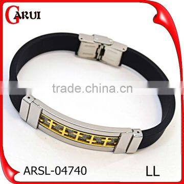 Daily Wear Wholesale Fashion Jewelry Stainless Steel Engrave Cross Silicon Bracelet photo-2