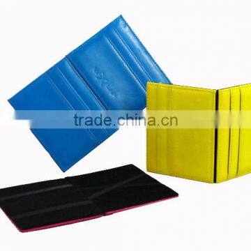 High quality top grain cow leather velvet magic wallet with 6 card pockets