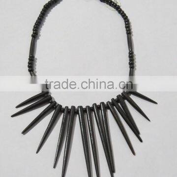 Bone Spike Carved Tribal Necklace Gypsies Jewelry Mexican Beads photo-3