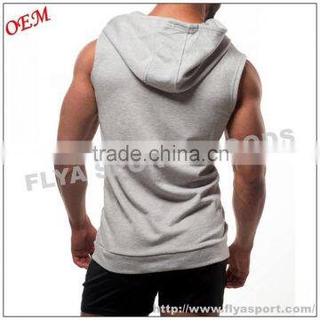 2016 Latest High Quality Blank Sleeveless Tank Top Pullover Zipper Gym Singlet Hoodies photo-3