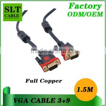 Professional manufacturer VGA Cable male to male 15pin 3+9 full copper 1.5m VGA cable for multimedia