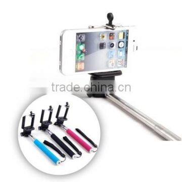 Color monopod selfie stick with bluetooth shutter button remote